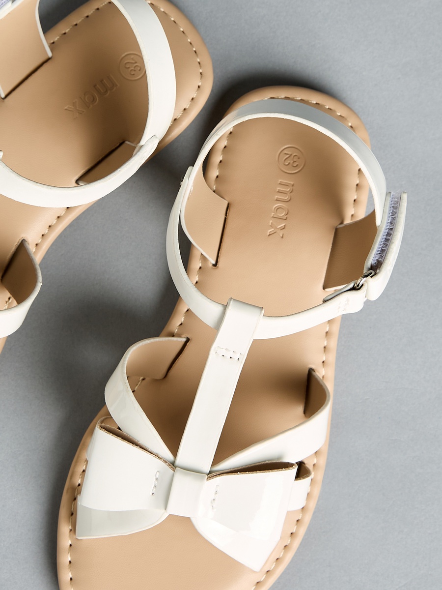 Bow Detail Strap Sandals with Hook and Loop Closure