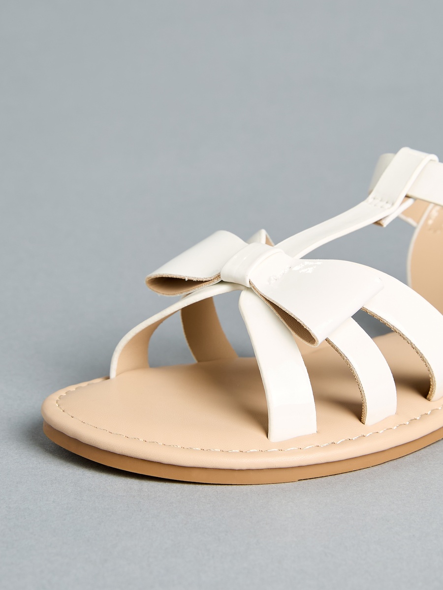 Bow Detail Strap Sandals with Hook and Loop Closure