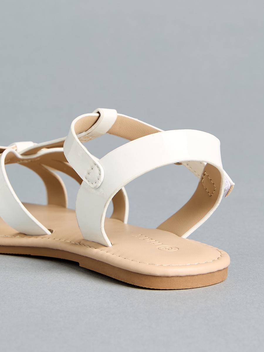 Bow Detail Strap Sandals with Hook and Loop Closure