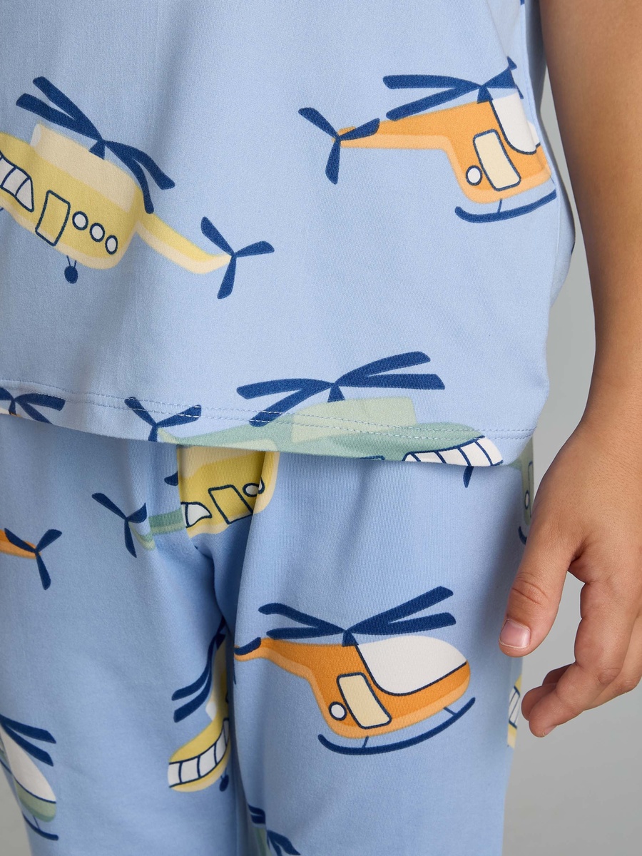 Helicopter Print Cotton Pyjama Set