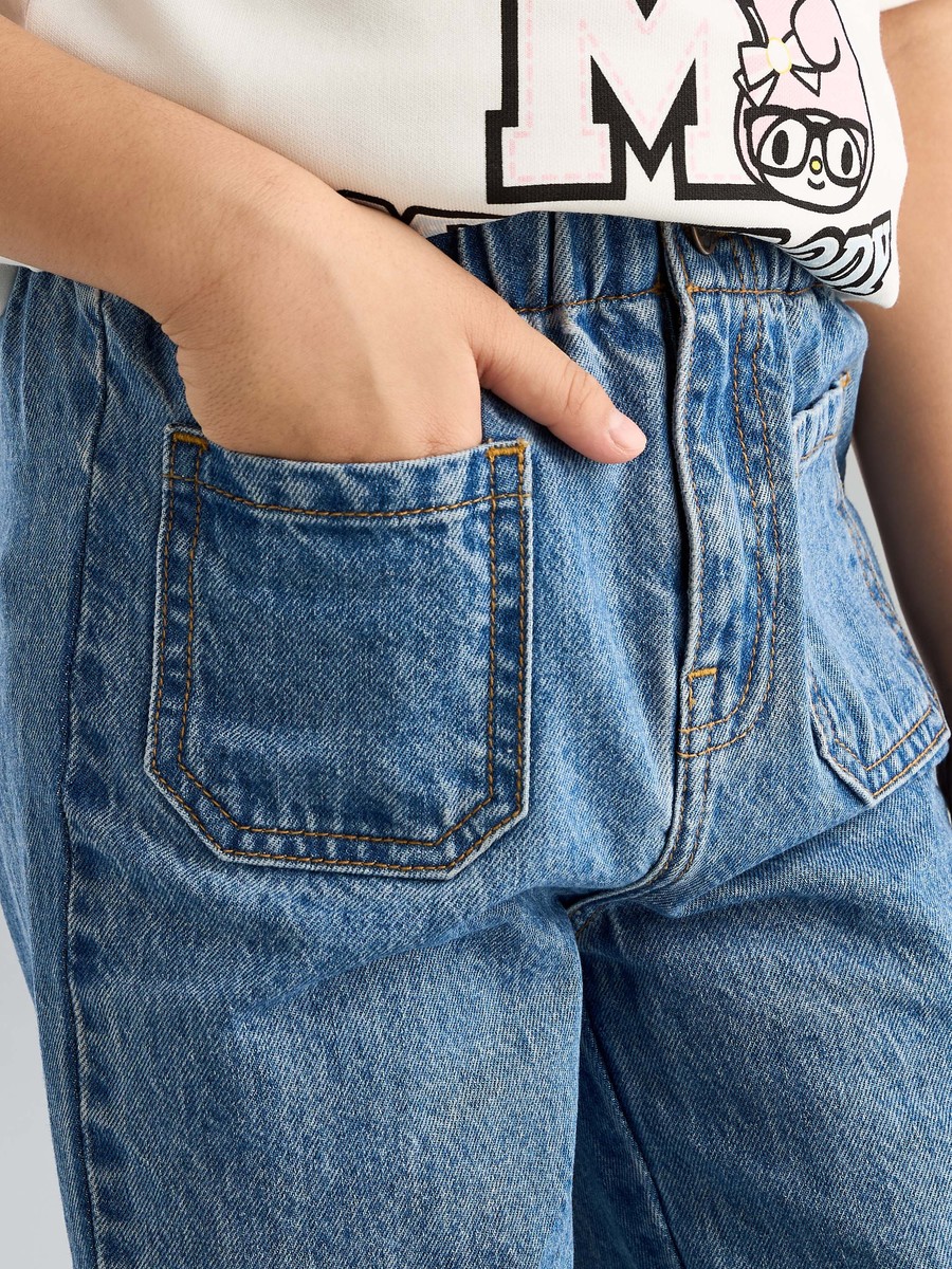 Plain Paperbag Waist Jeans