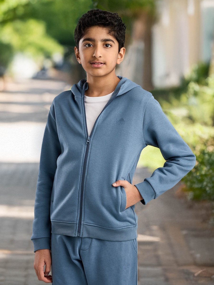 Plain Zip Through Hoodie with Pockets