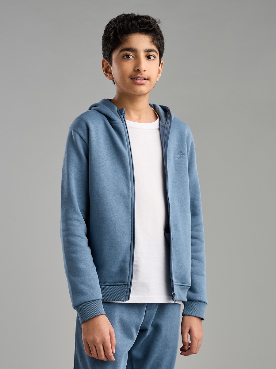 Plain Zip Through Hoodie with Pockets