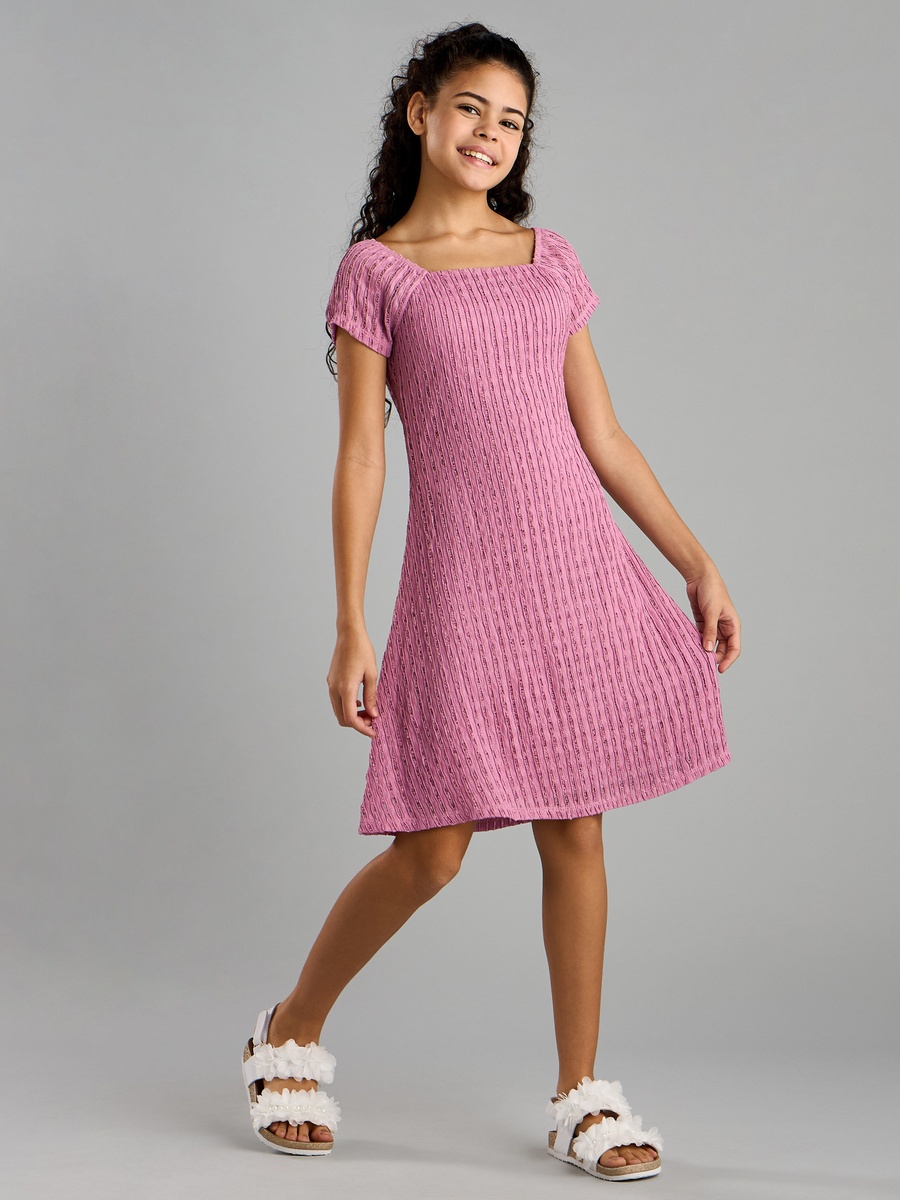Textured Square Neck Dress