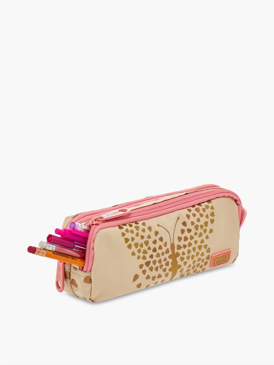 Butterfly Print Pencil Pouch with Zip Closure
