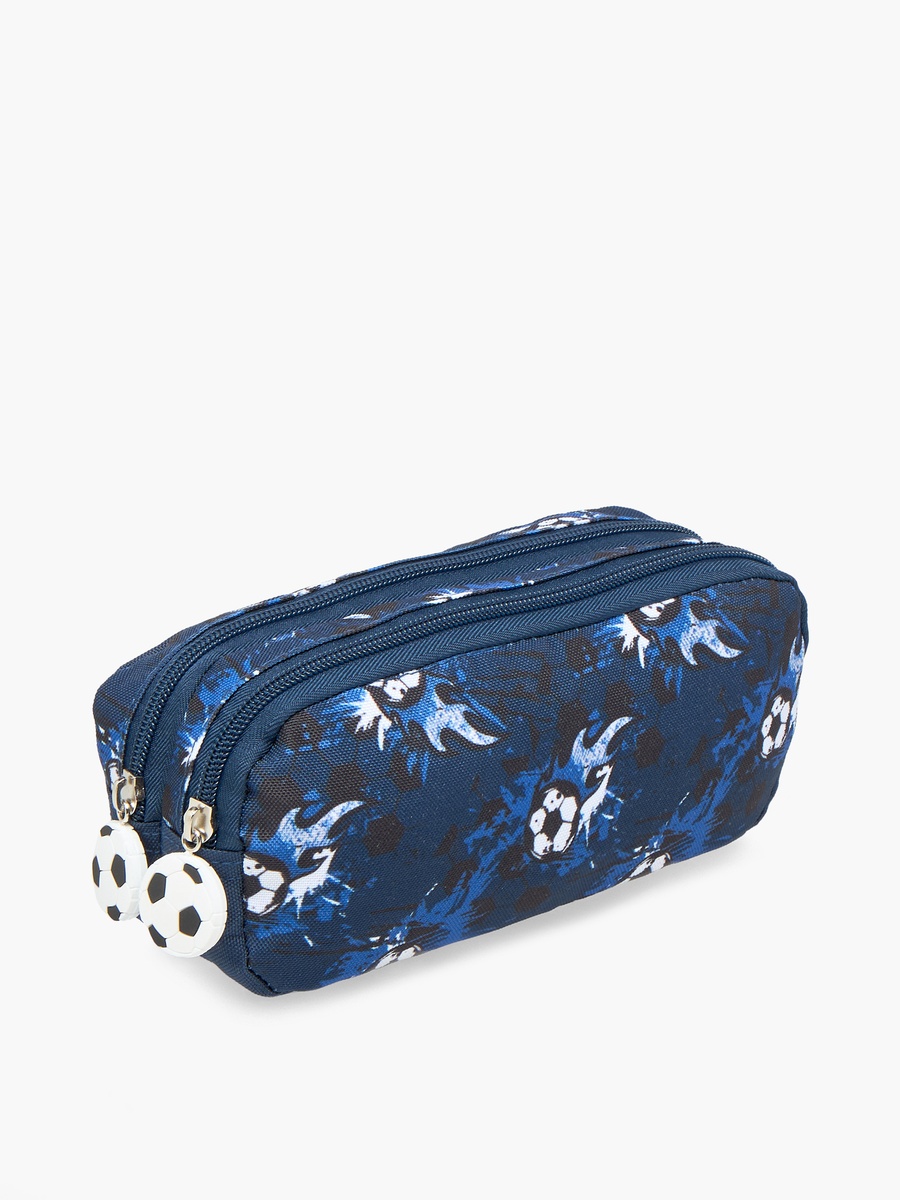 Football Print Pencil Pouch with Zip Closure