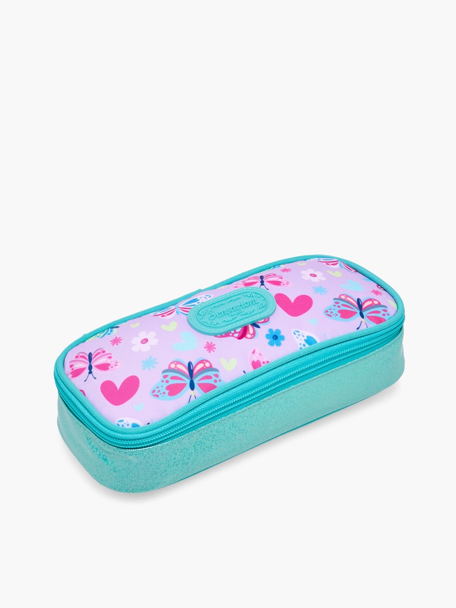 Butterfly Print Pencil Case with Zip Closure