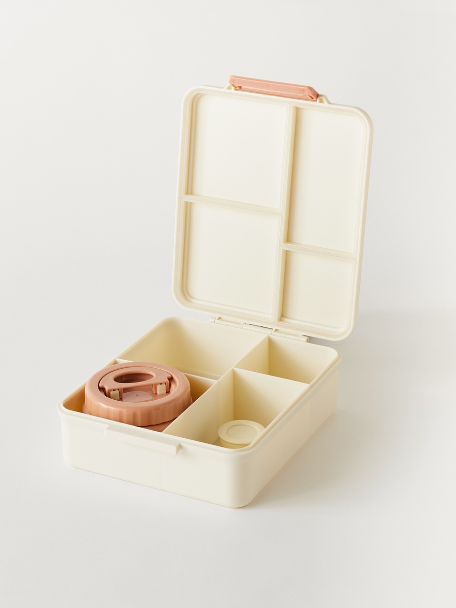 Cherry Print Sectioned Lunch Box with Click Lock Lid and Food Jar