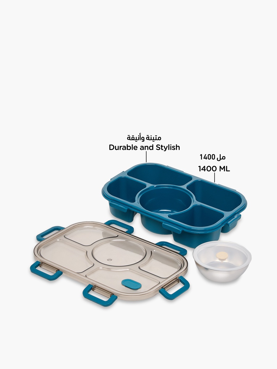 صندوق غداء سادة مقسم مع وعاء طعام