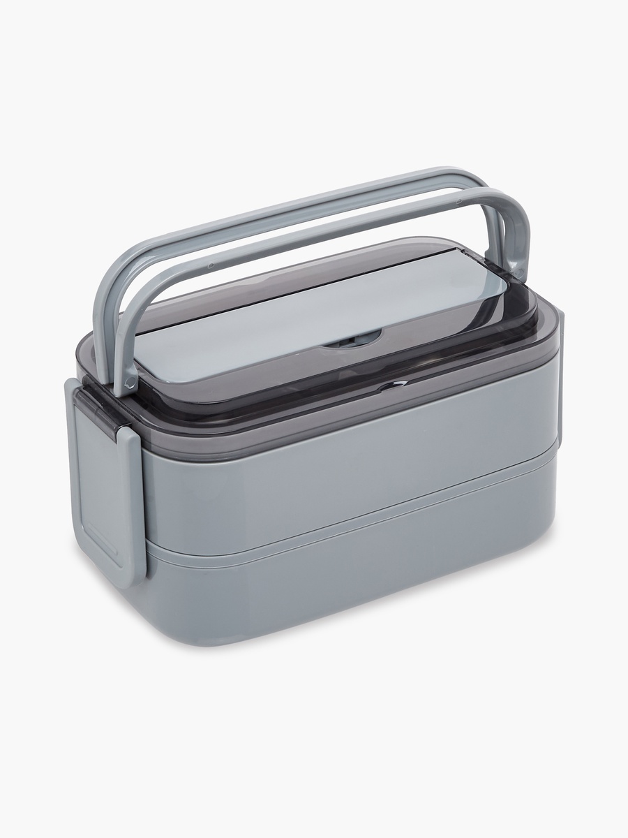 Solid 2-Layer Stainless Steel Lunch Box with Cutlery - 1400 ml