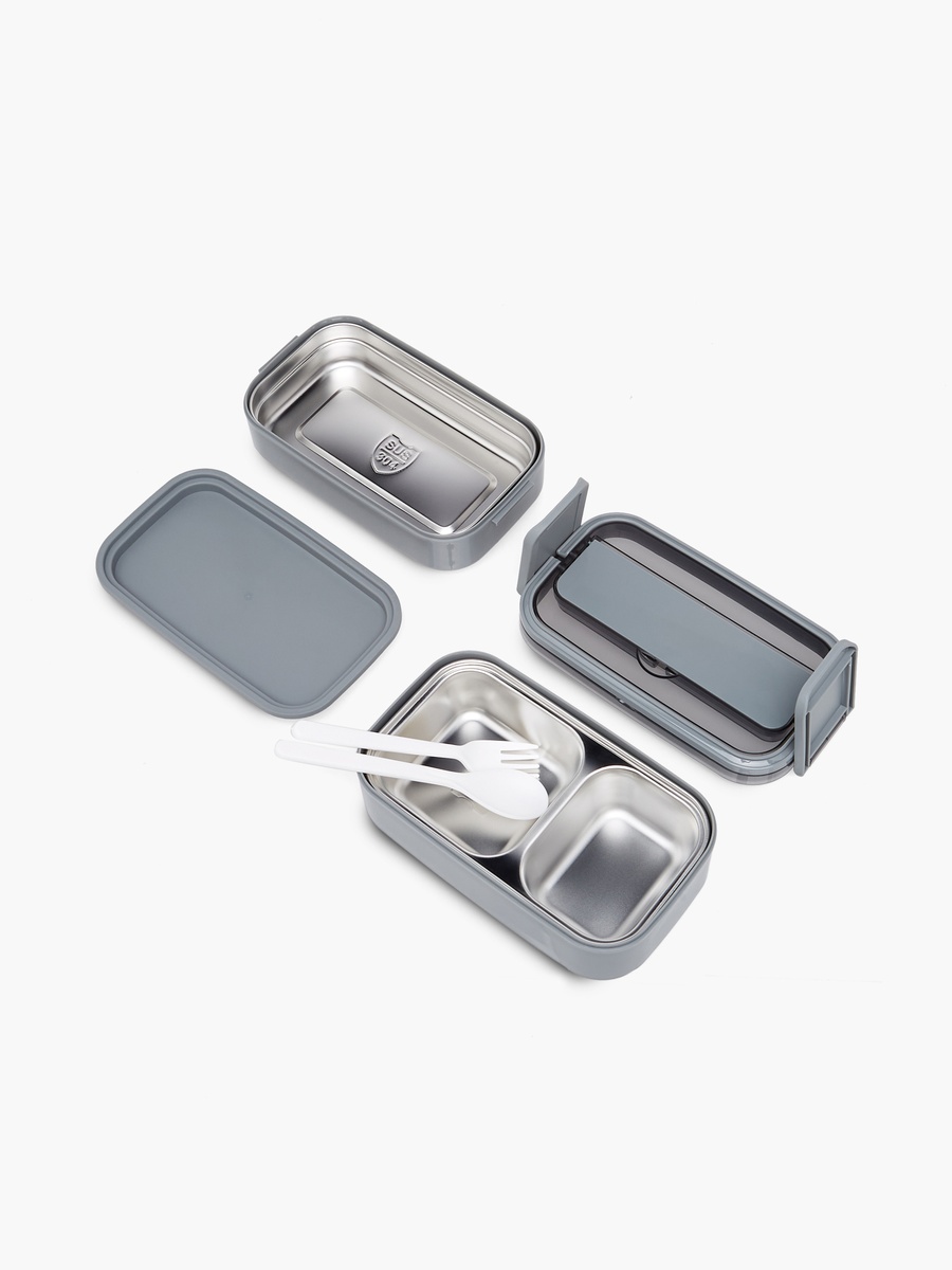 Solid 2-Layer Stainless Steel Lunch Box with Cutlery - 1400 ml