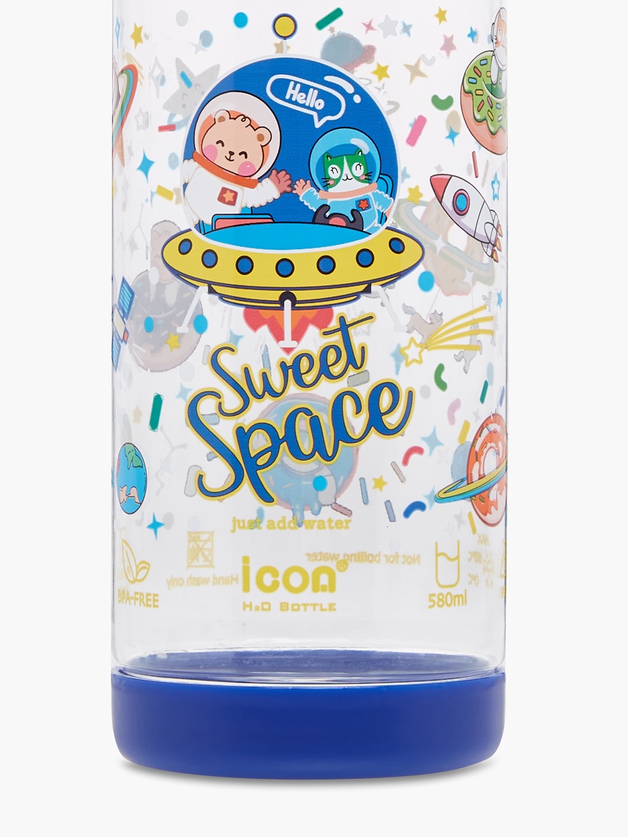 Space Print Sipper Water Bottle with Detachable Strap and Screw Lid - 580 ml