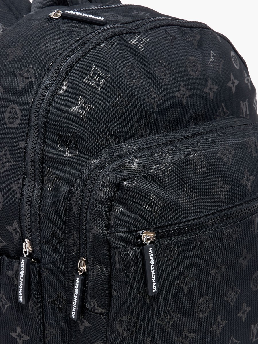 Printed Backpack with Adjustable Shoulder Straps and Zip Closure - 33x43x16 cm