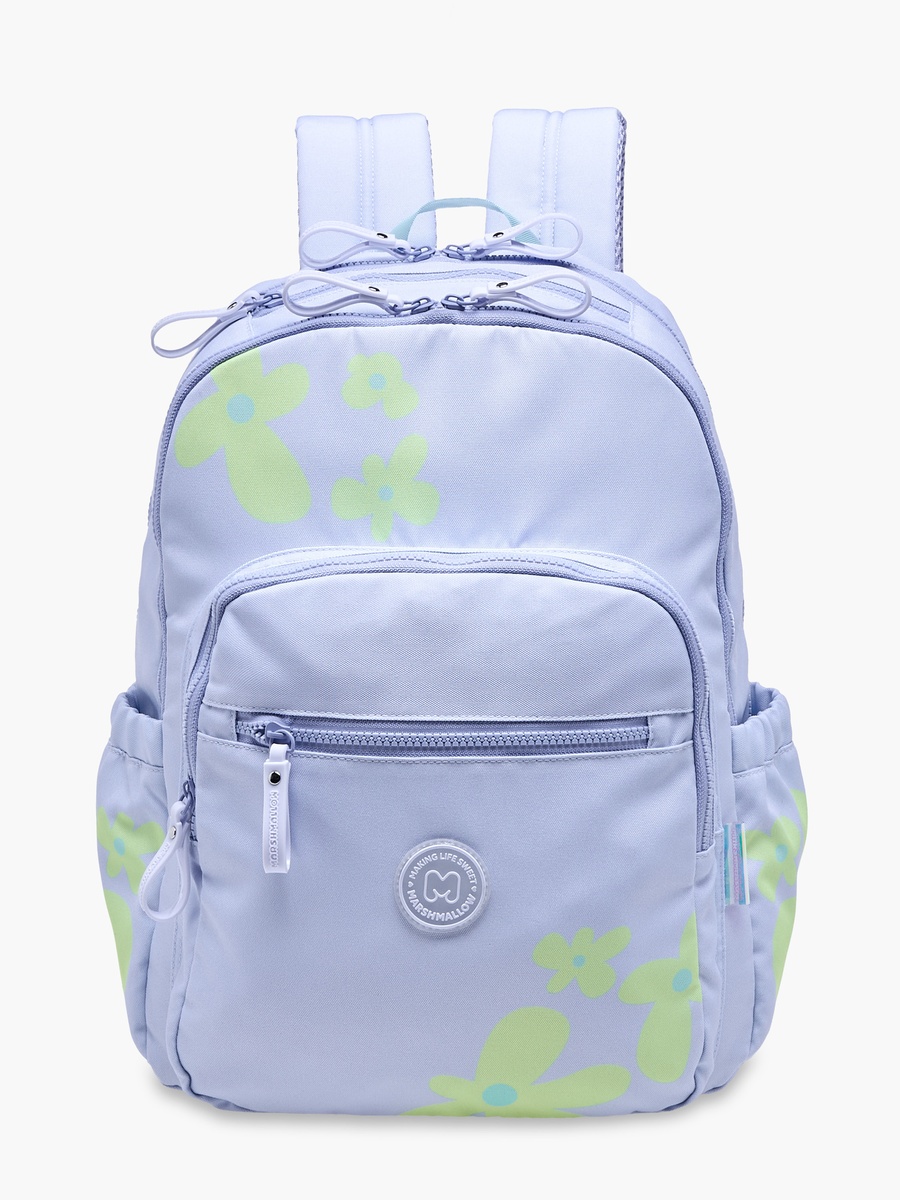 Floral Print Backpack with Adjustable Straps and Zip Closure - 33x43x16 cm