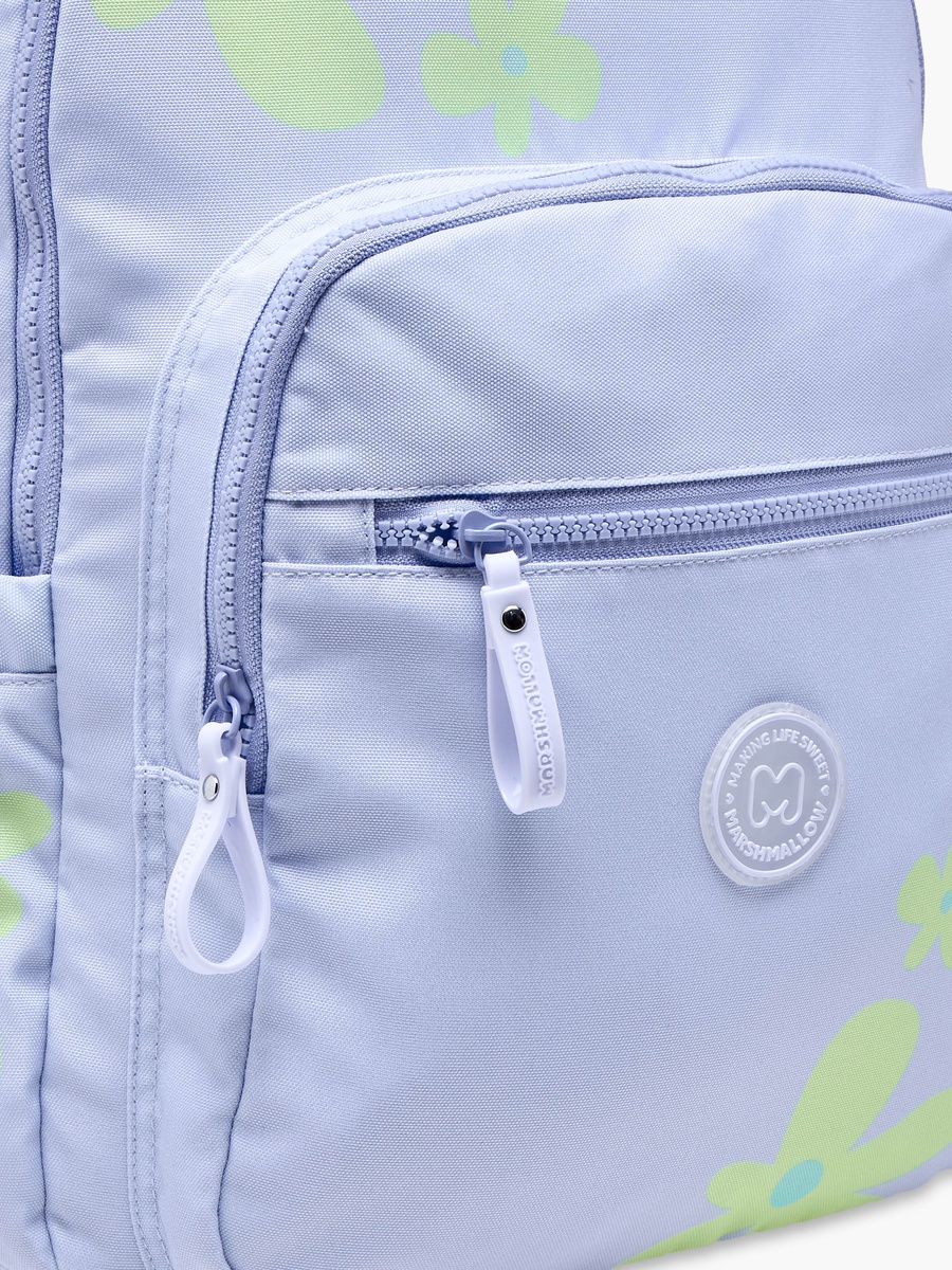 Floral Print Backpack with Adjustable Straps and Zip Closure - 33x43x16 cm