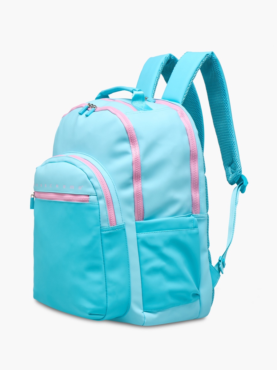 Logo Print Backpack with Zip Closure and Laptop Compartment - 45x32x18 cm