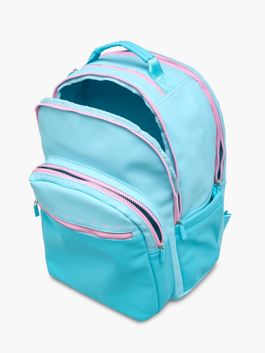 Logo Print Backpack with Zip Closure and Laptop Compartment - 45x32x18 cm