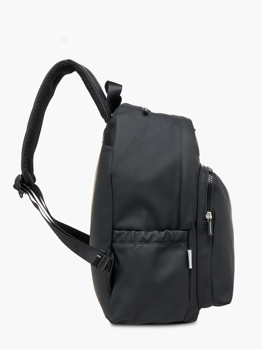 Logo Print Backpack with Zip Closure and Adjustable Strap - 26x36x17 cm