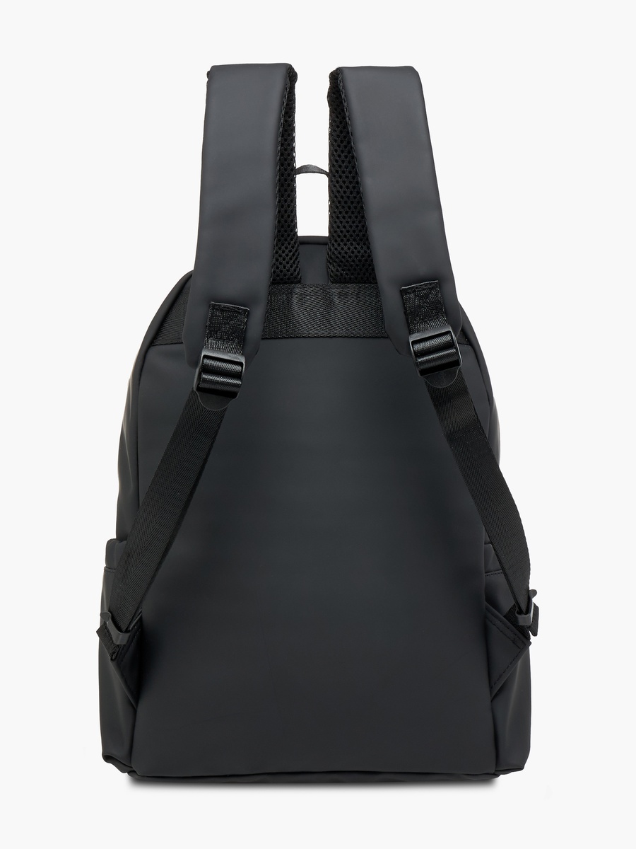 Logo Print Backpack with Zip Closure and Adjustable Strap - 26x36x17 cm