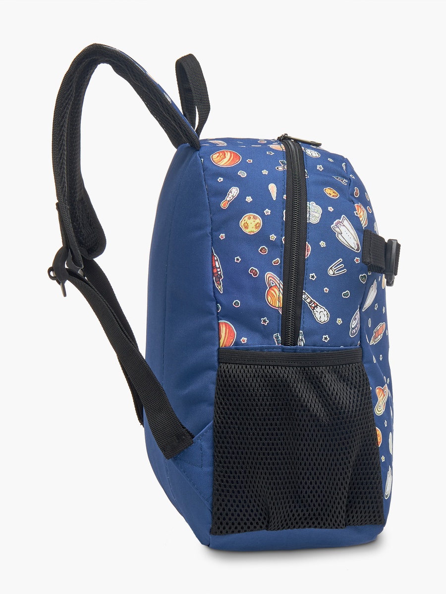 Space Print Backpack with Adjustable Straps and Zip Closure - 28x17x33 cm