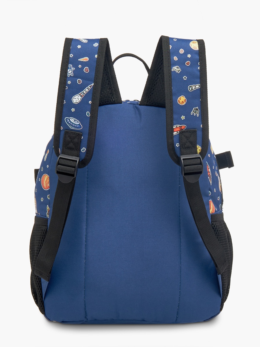 Space Print Backpack with Adjustable Straps and Zip Closure - 28x17x33 cm