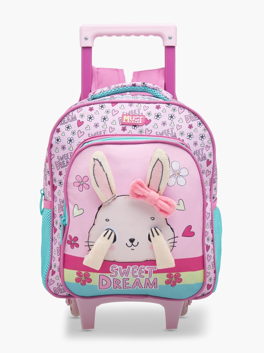 Bunny Applique Trolley Backpack Set - 27x10x31 cm