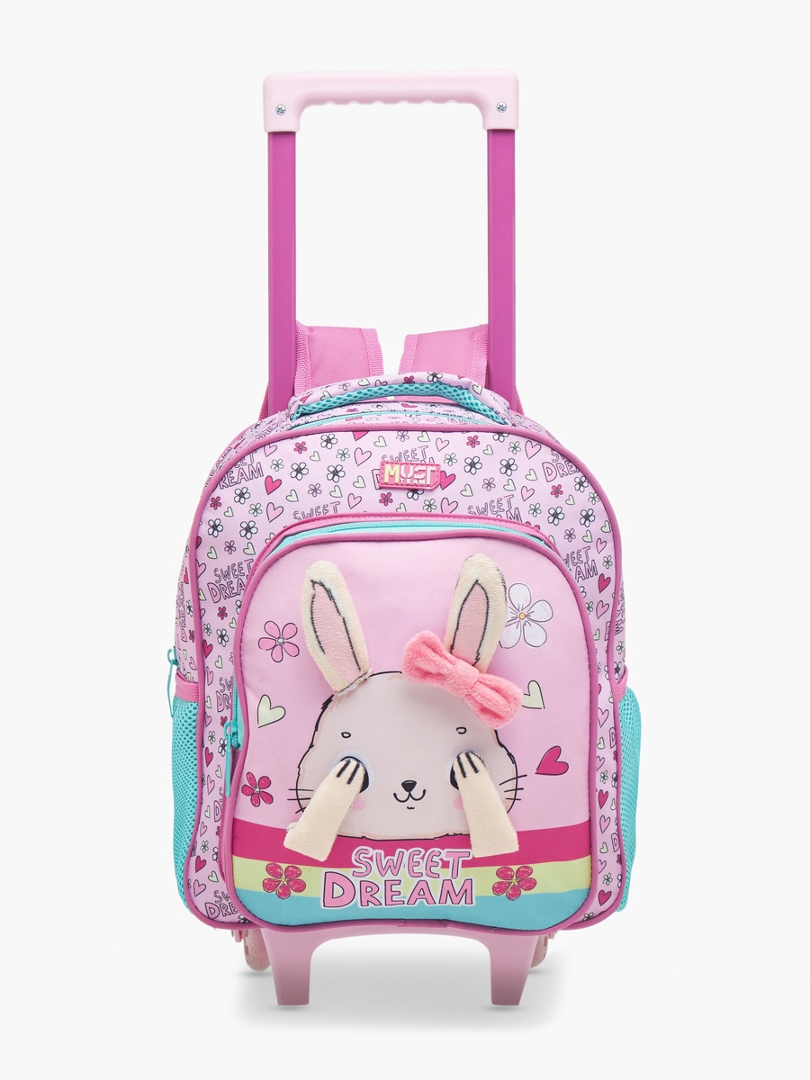 Bunny Applique Trolley Backpack Set - 27x10x31 cm