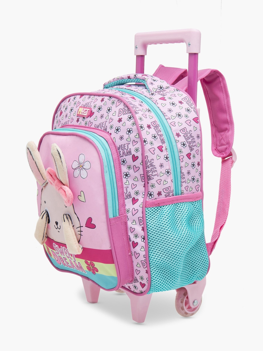 Bunny Applique Trolley Backpack Set - 27x10x31 cm