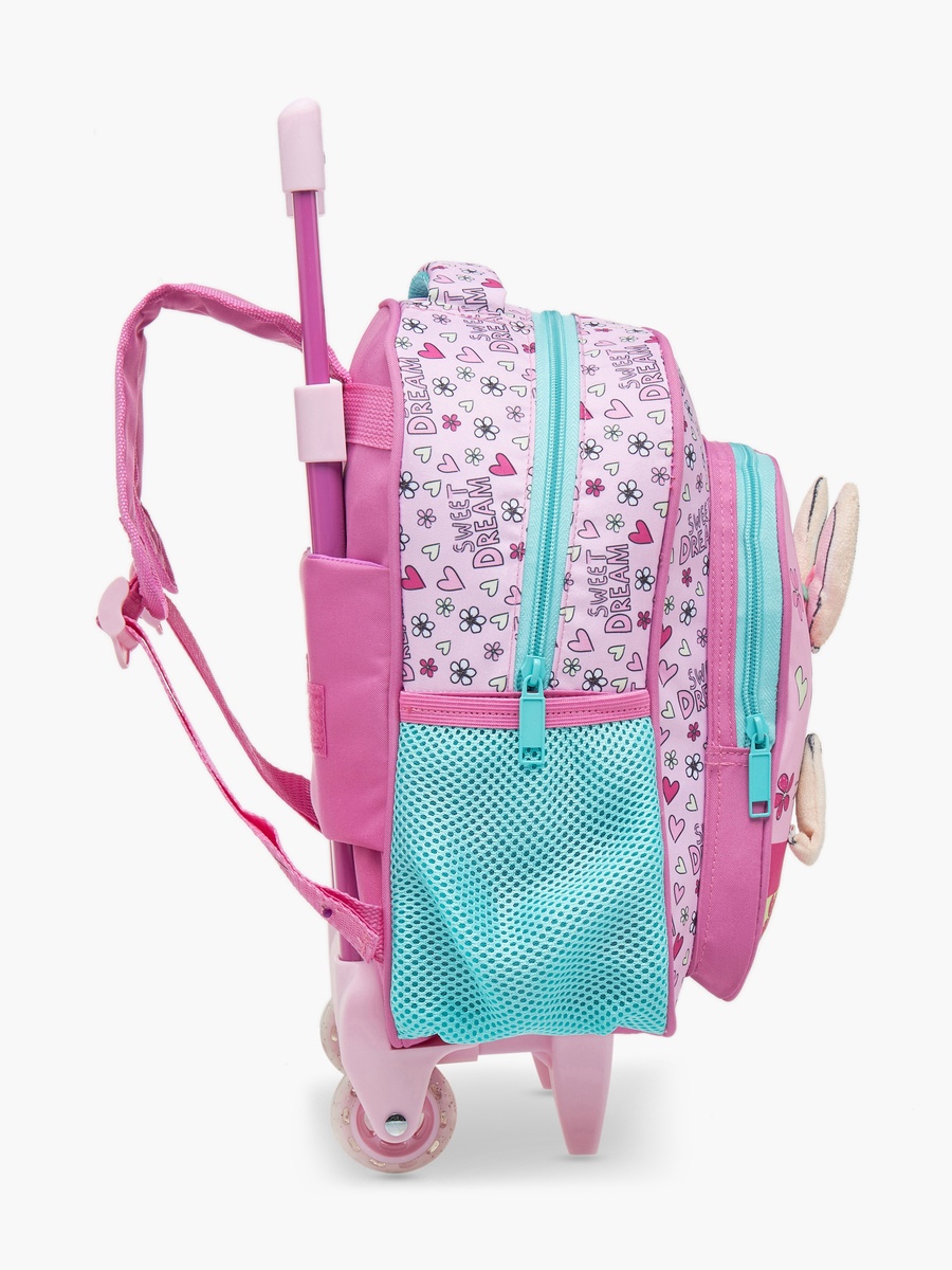 Bunny Applique Trolley Backpack Set - 27x10x31 cm