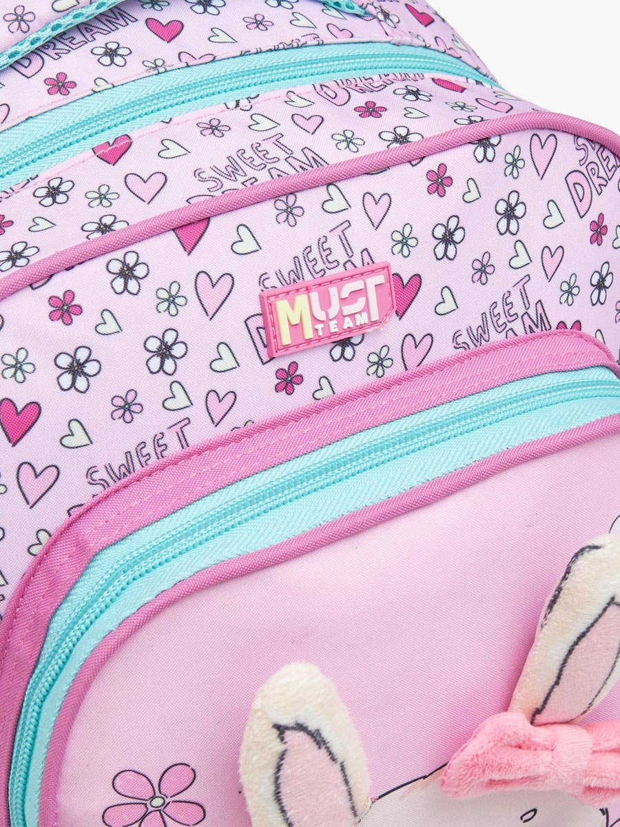 Bunny Applique Trolley Backpack Set - 27x10x31 cm