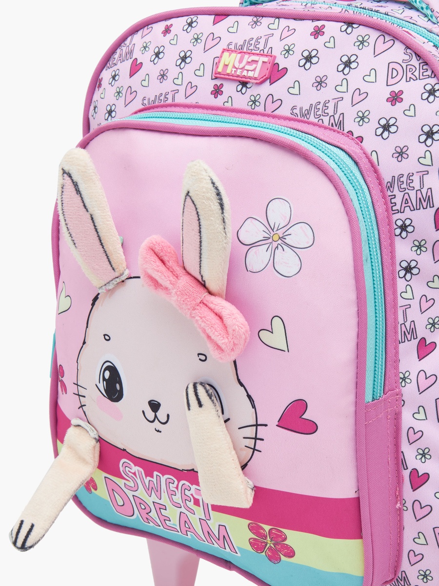 Bunny Applique Trolley Backpack Set - 27x10x31 cm