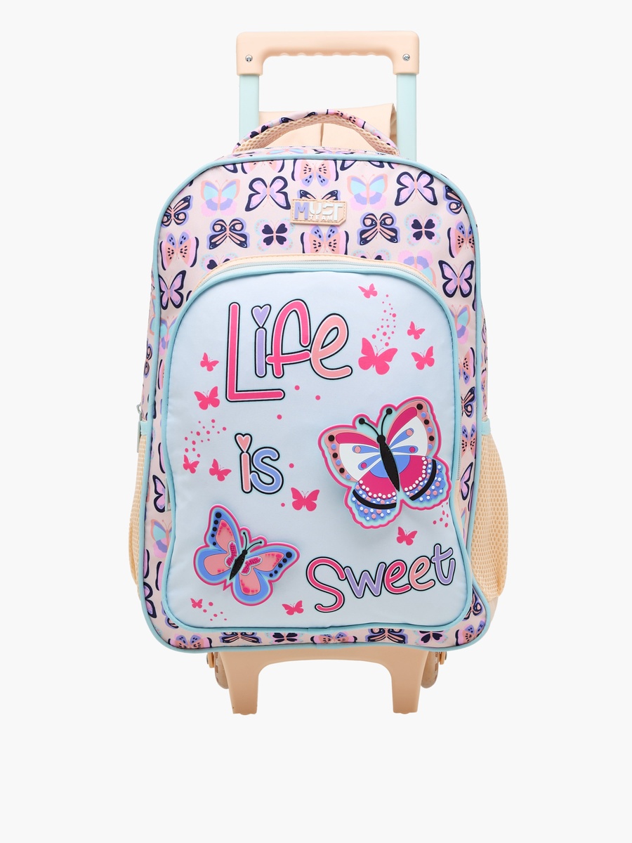 3-Piece Butterfly Print 16-inch Trolley Backpack Set - 43x30x13 cm
