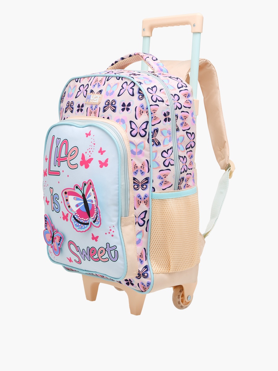 3-Piece Butterfly Print 16-inch Trolley Backpack Set - 43x30x13 cm