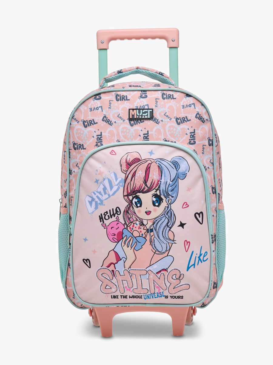 5-Piece Doll Print 16-inch Trolley Backpack Set - 43x30x13 cm
