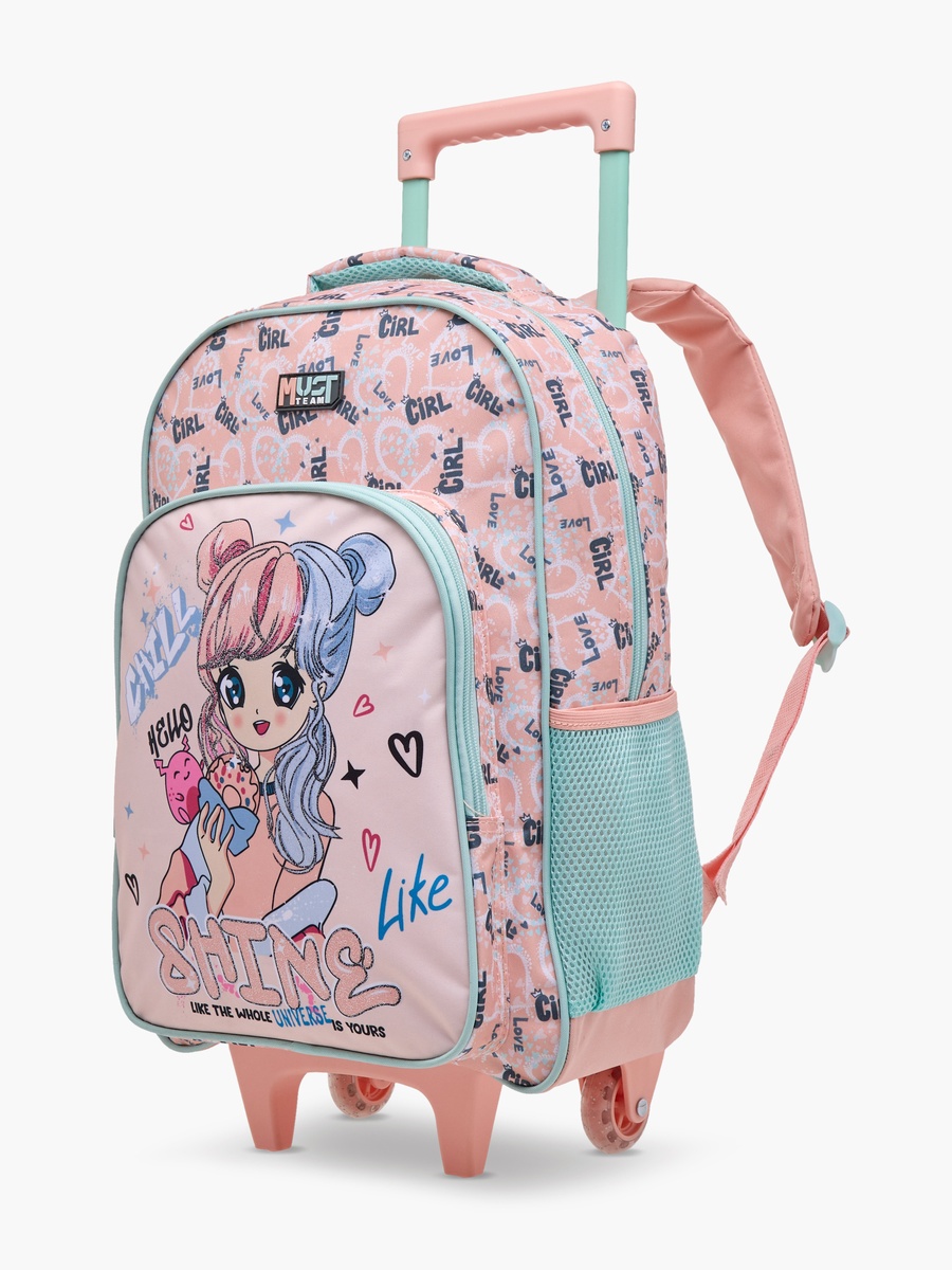 5-Piece Doll Print 16-inch Trolley Backpack Set - 43x30x13 cm