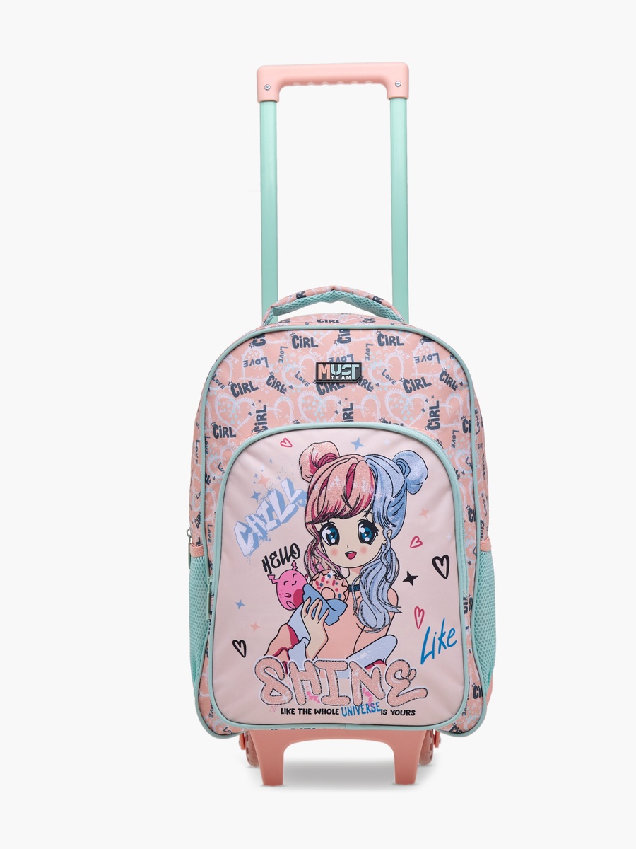 5-Piece Doll Print 16-inch Trolley Backpack Set - 43x30x13 cm