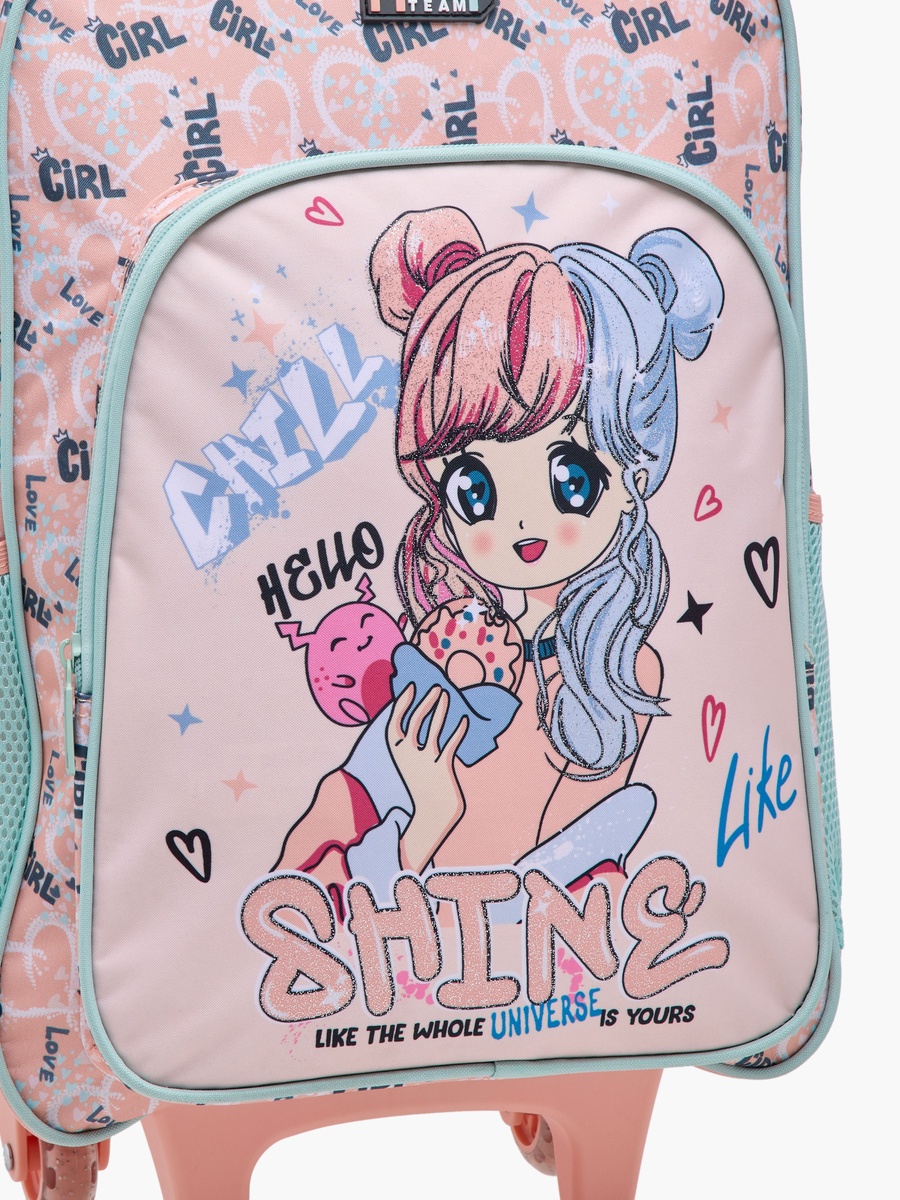 5-Piece Doll Print 16-inch Trolley Backpack Set - 43x30x13 cm