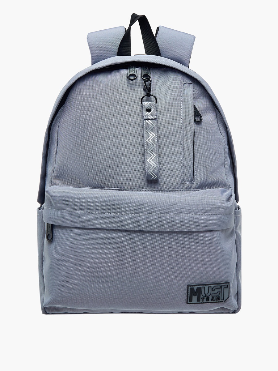 Logo Applique Backpack with Adjustable Straps and Zip Closure - 32x17x42 cm