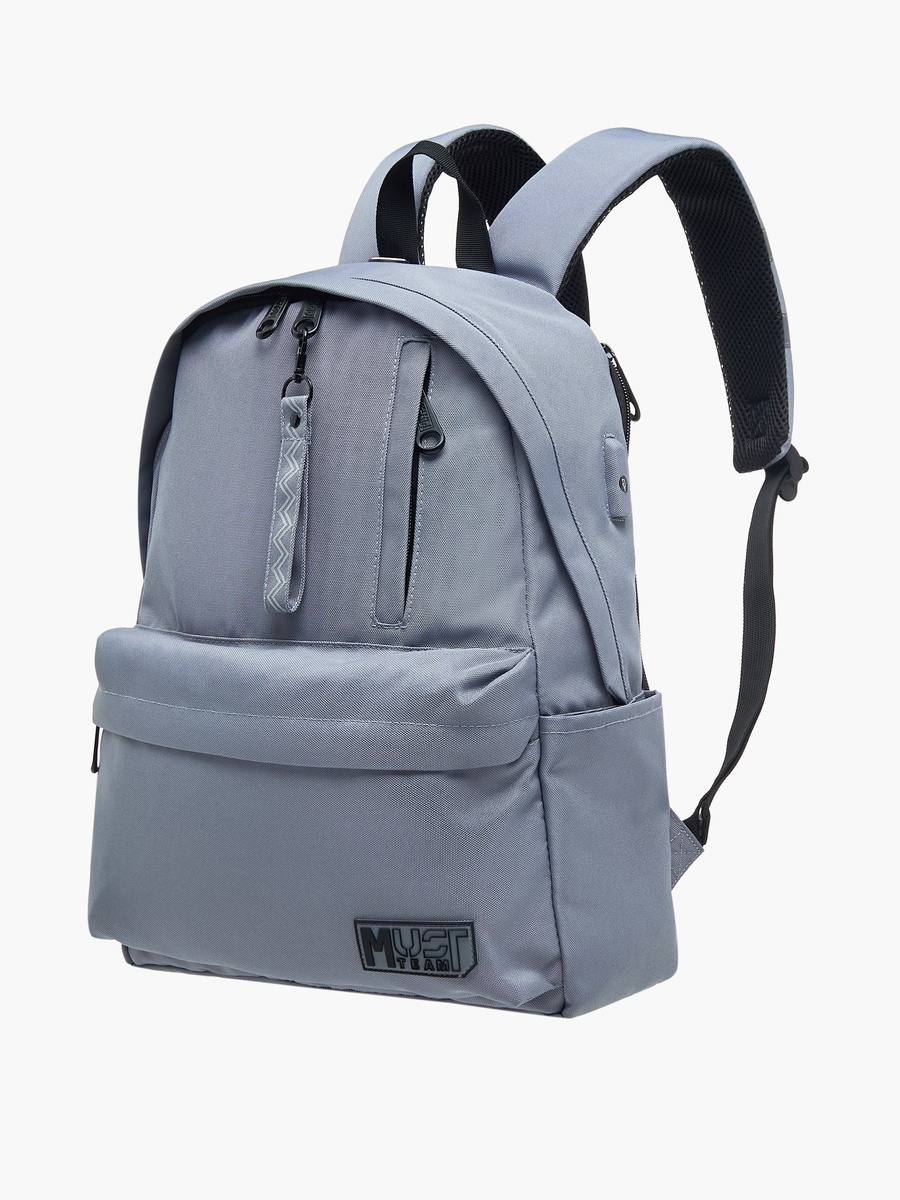 Logo Applique Backpack with Adjustable Straps and Zip Closure - 32x17x42 cm