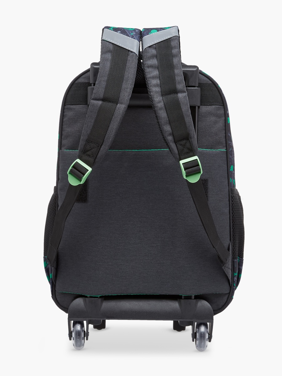 Alien Print 17-inch Trolley Backpack with Retractable Handle and Zip Closure - 32x15x43 cm