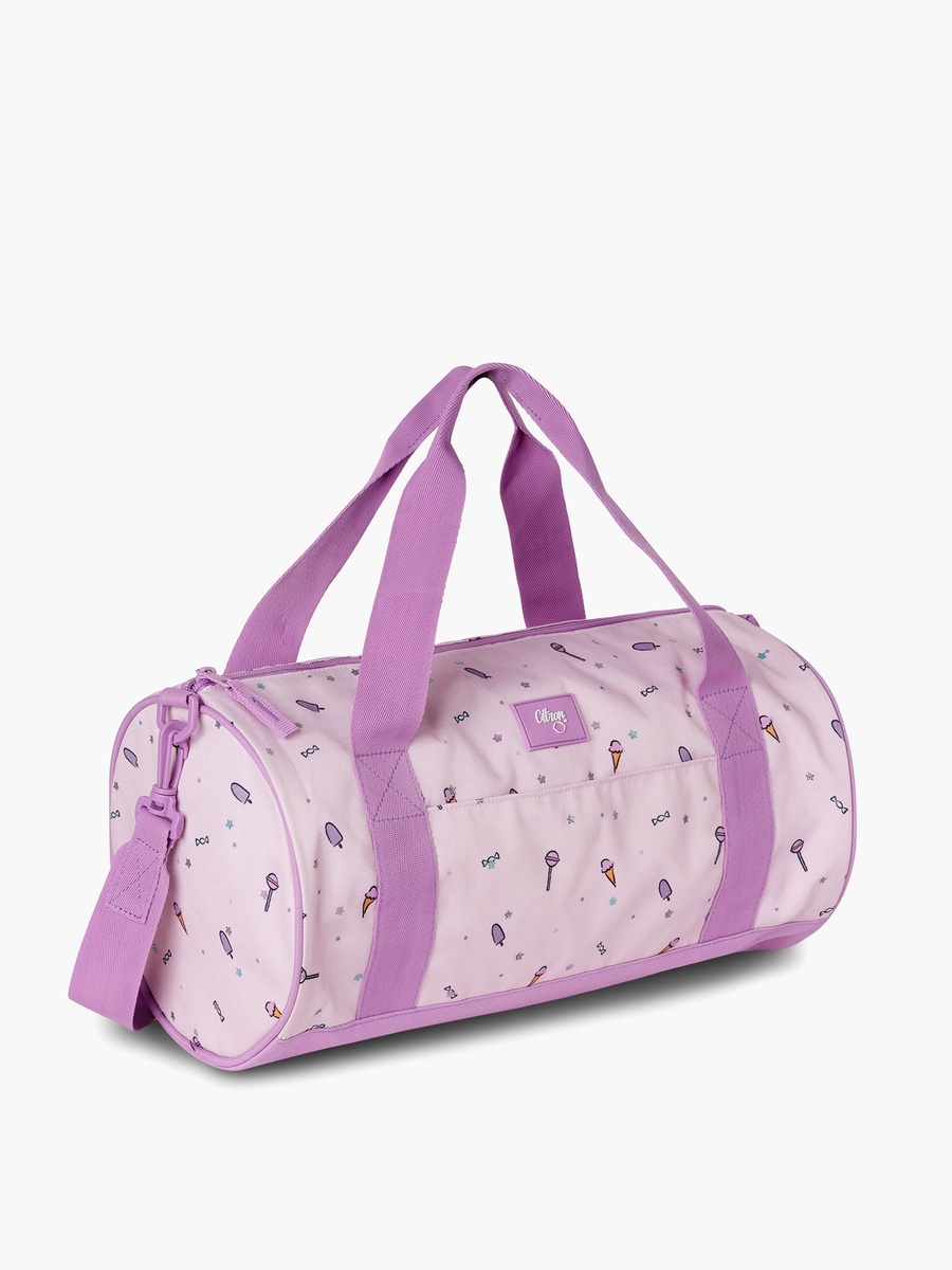 Printed Duffle Bag with Detachable Strap and Zip Closure - 35x45x21 cm