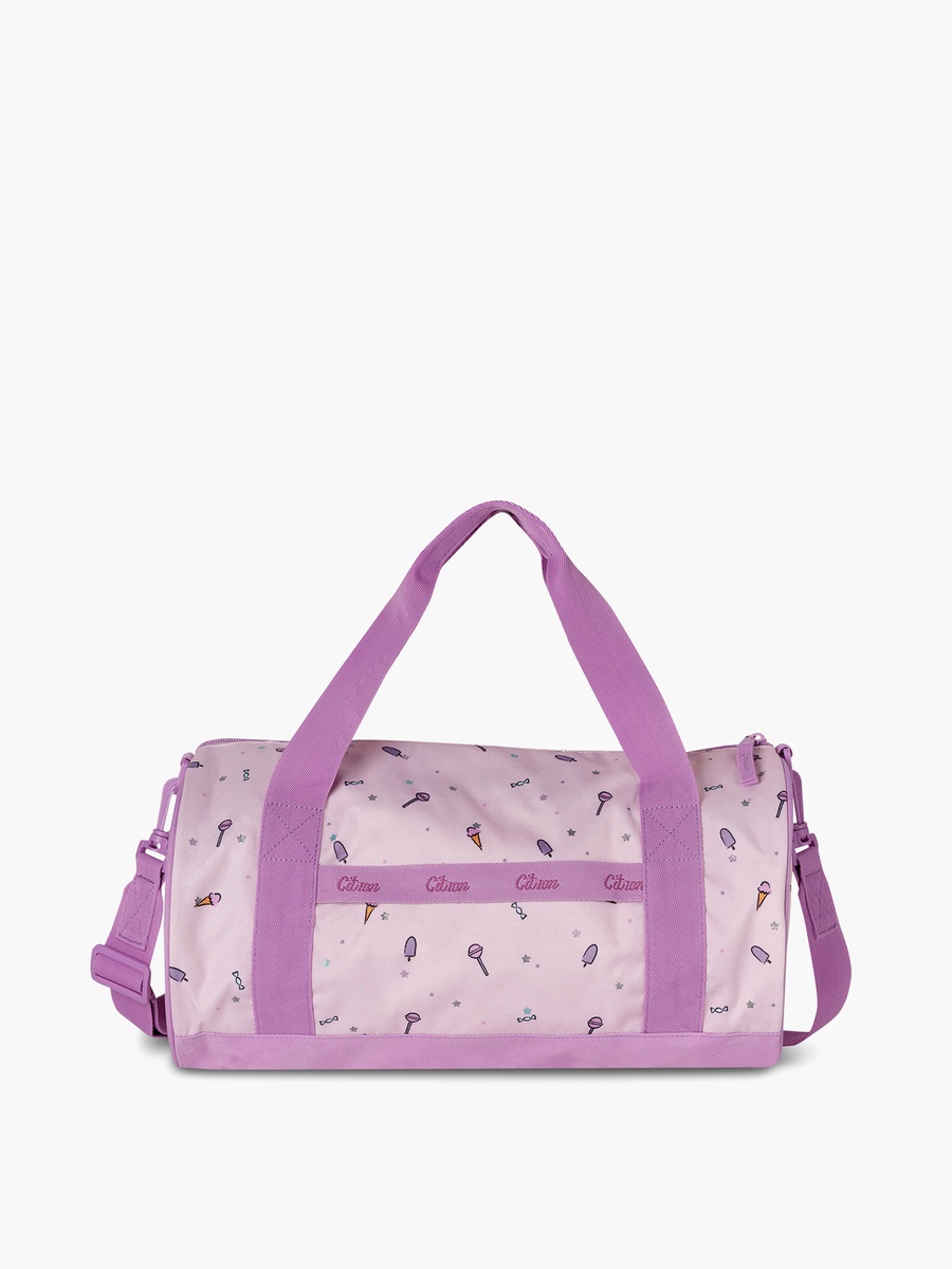 Printed Duffle Bag with Detachable Strap and Zip Closure - 35x45x21 cm