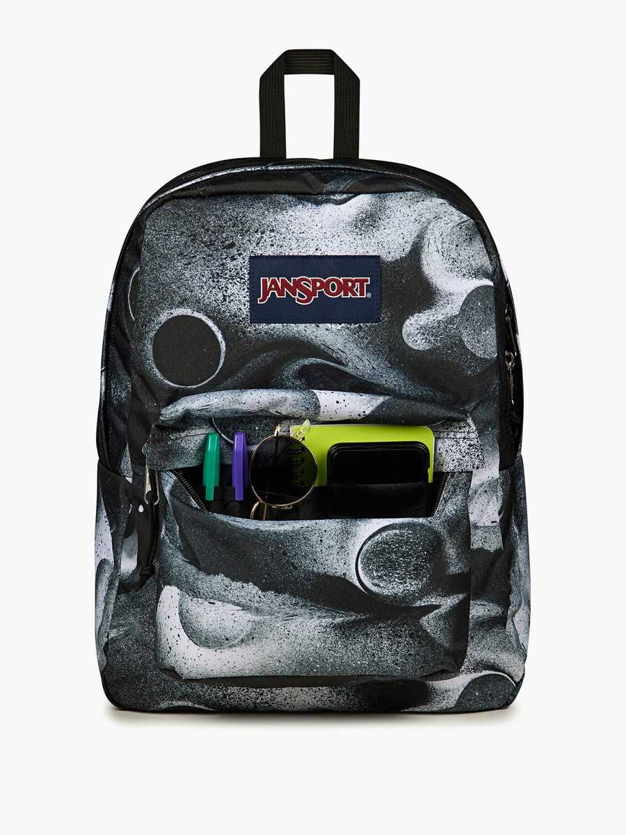 Printed Backpack with Adjustable Straps and Zip Closure - 14x32x42 cm