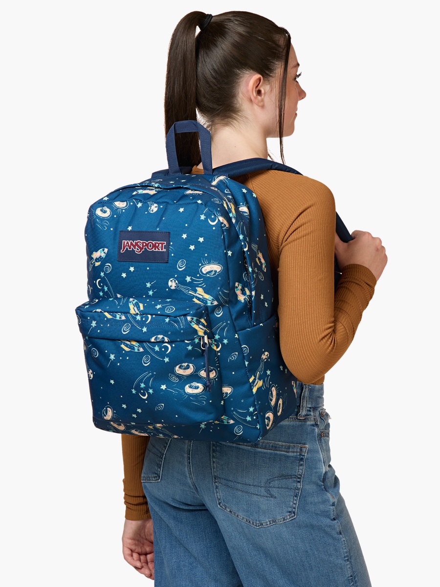 Space Print Backpack with Adjustable Straps and Zip Closure - 14x32x42 cm