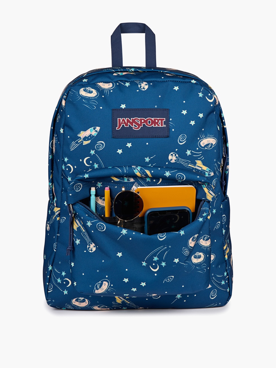 Space Print Backpack with Adjustable Straps and Zip Closure - 14x32x42 cm