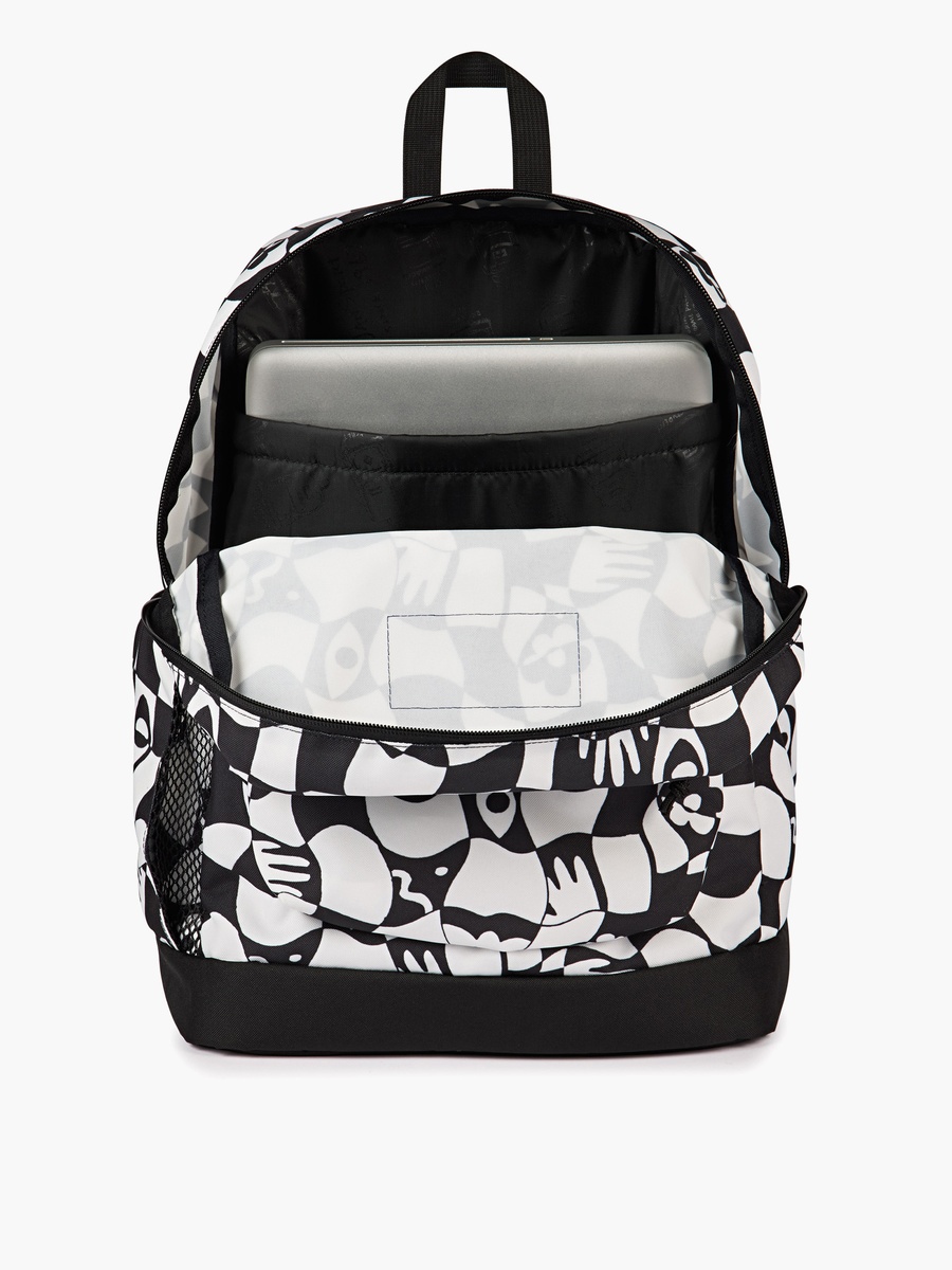 Printed Backpack with Adjustable Straps and Zip Closure - 15x32x42 cm