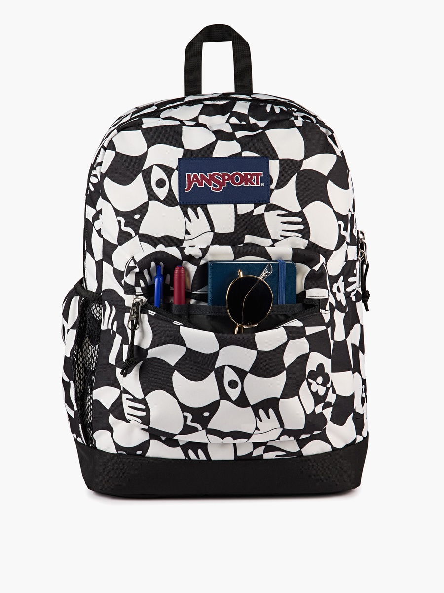 Printed Backpack with Adjustable Straps and Zip Closure - 15x32x42 cm