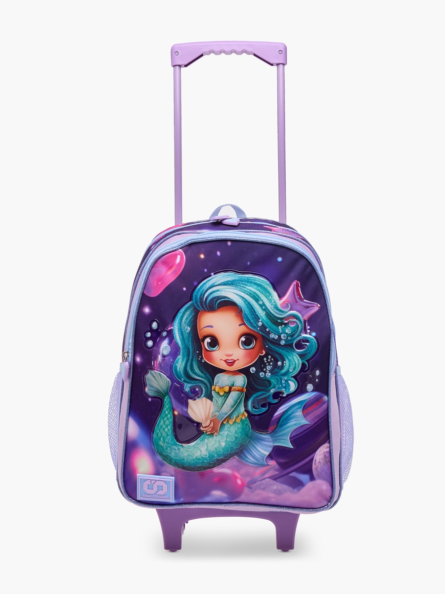 Mermaid Print 5-Piece Trolley Backpack Set - 34x20x48 cm