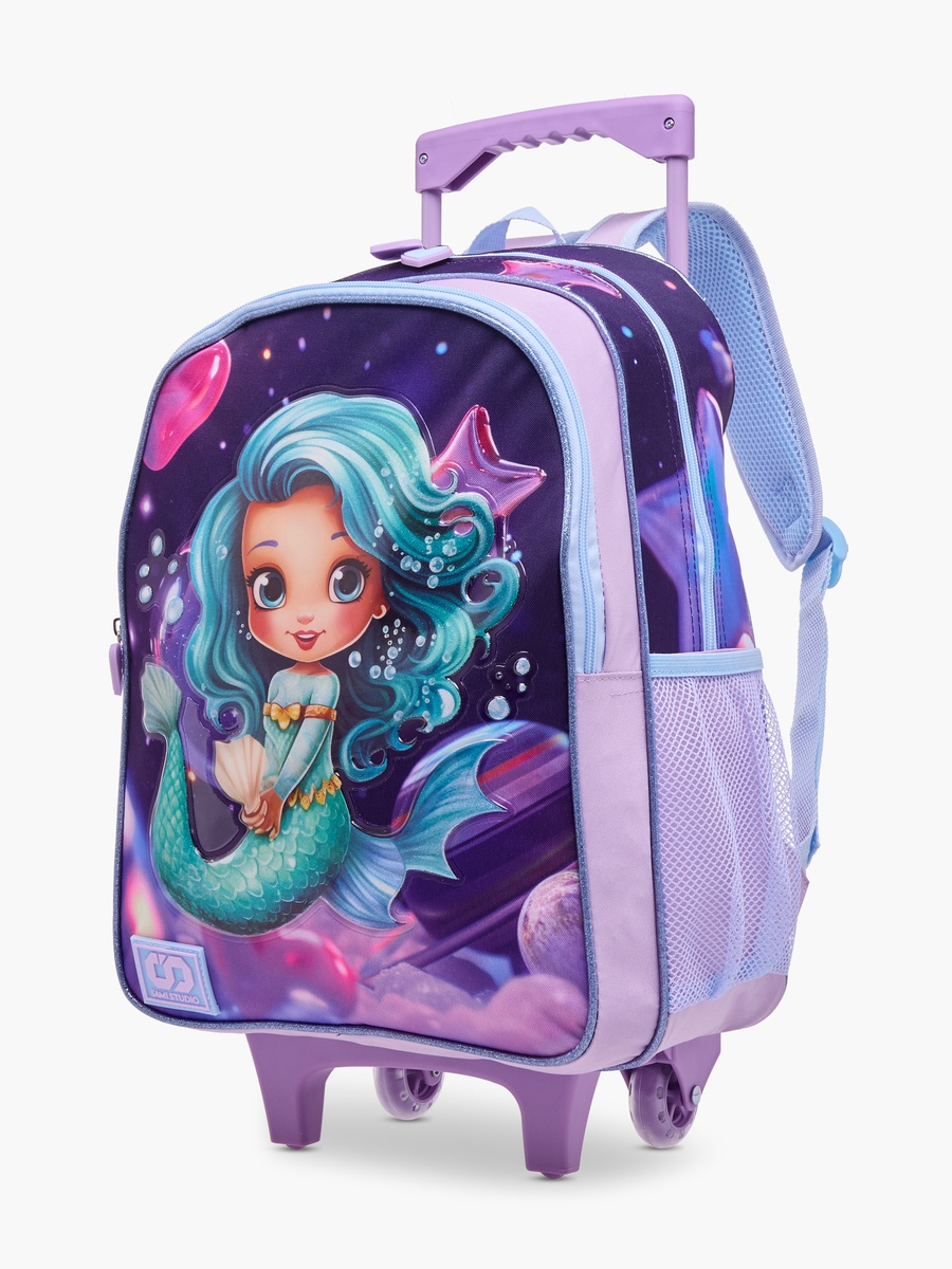 Mermaid Print 5-Piece Trolley Backpack Set - 34x20x48 cm