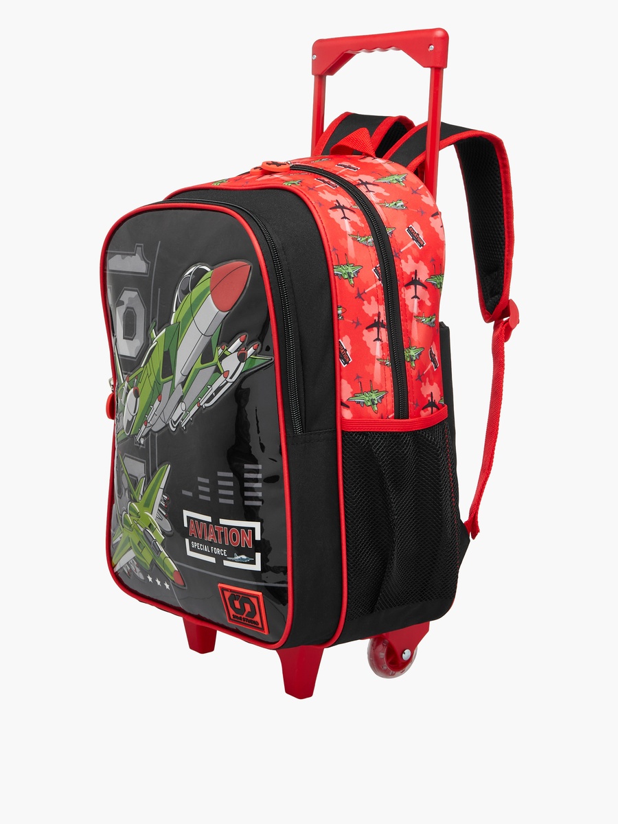5-Piece Aviation Print 16-inch Trolley Backpack Set - 34x20x48 cm